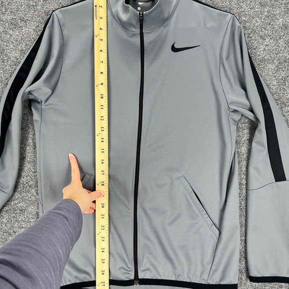 Nike Dri-Fit Zip Up Jacket Men Small Grey & Black Mock Neck Running Activewear - Picture 6 of 7